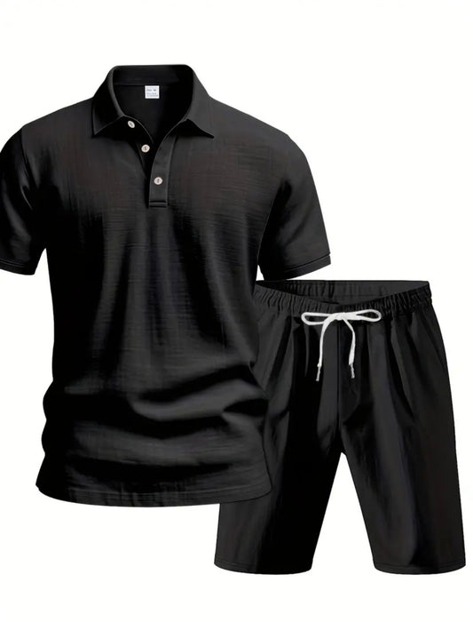 Linnen zomerset – Polo & Short Zwart